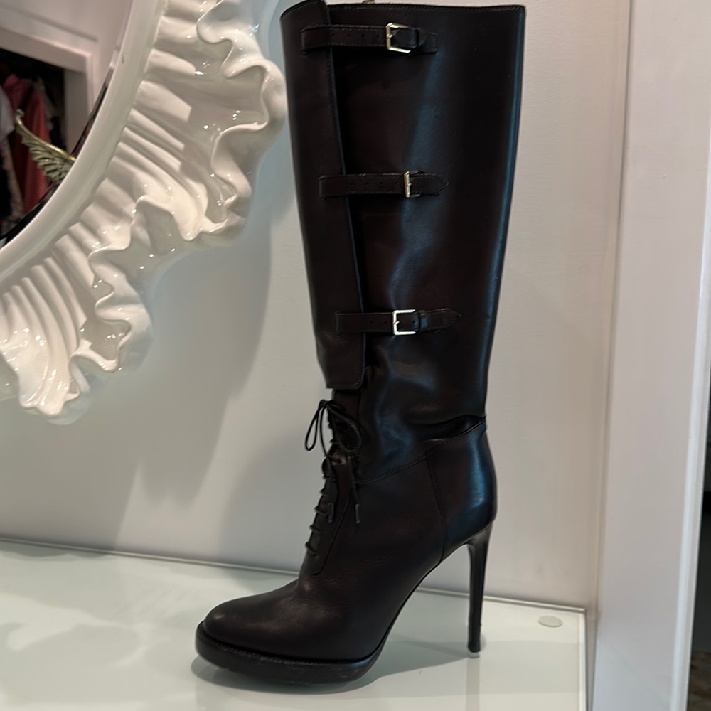 Burberry Lace-up Knee High Boots (black)